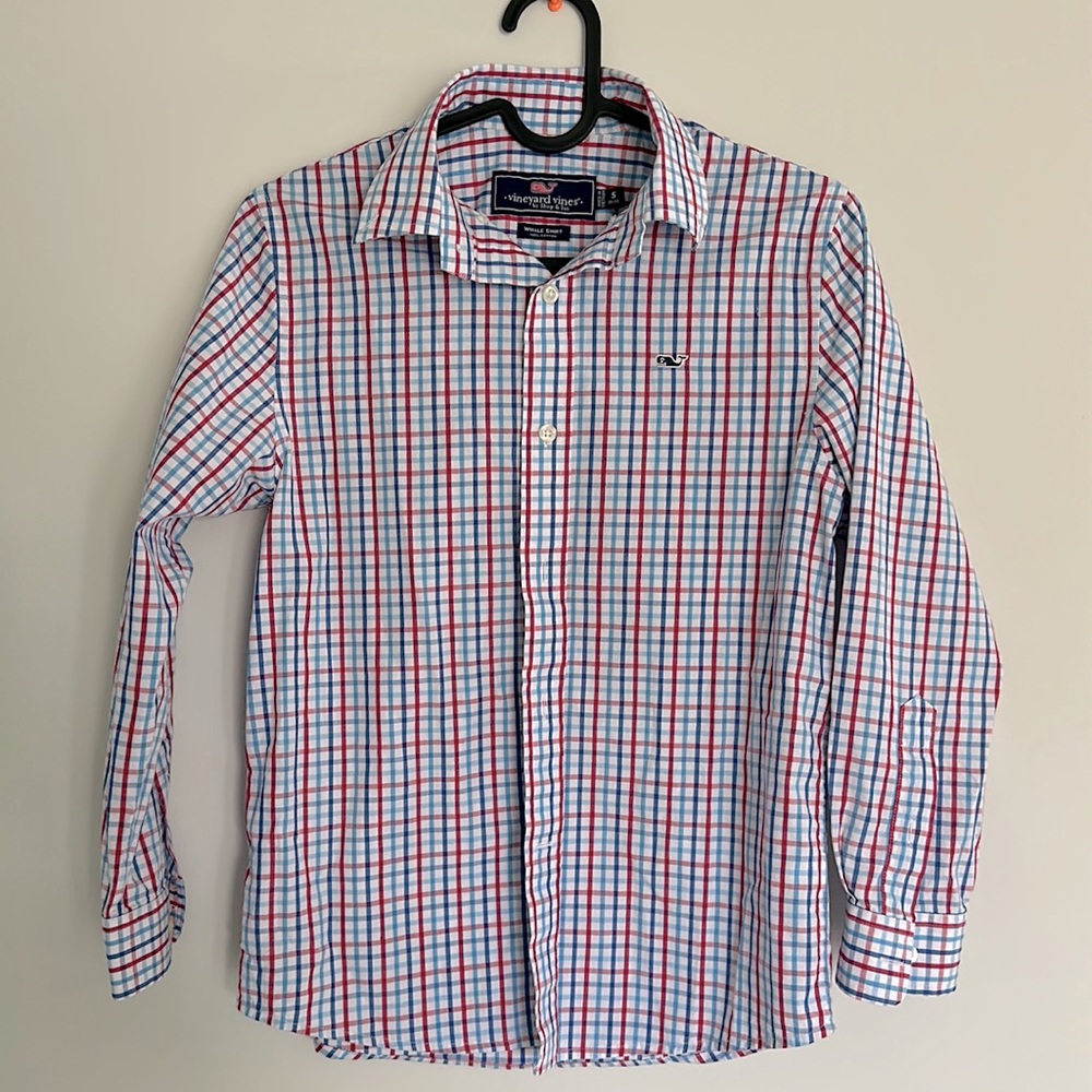 Vineyard vines Boys' Long-Sleeve Performance Cotton Whale Shirt